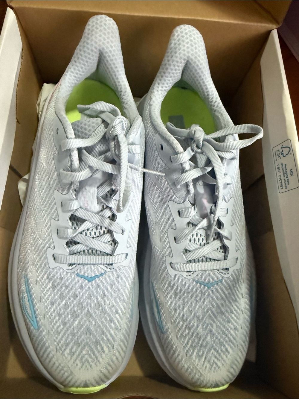 Hoka Women's Running Shoes in Light Gray with Lime Accents